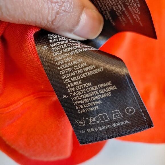 H&M Men's Orange Silk Cotton Blend Fine Knit Sweater Sz M - Picture 7 of 7
